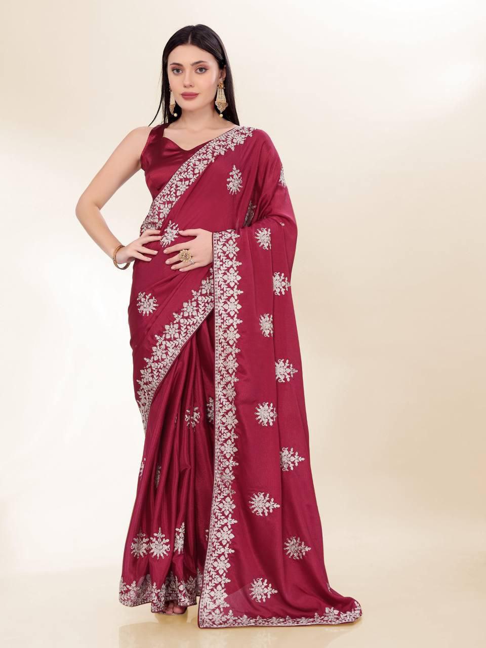 Party Wear Chinon Silk Saree