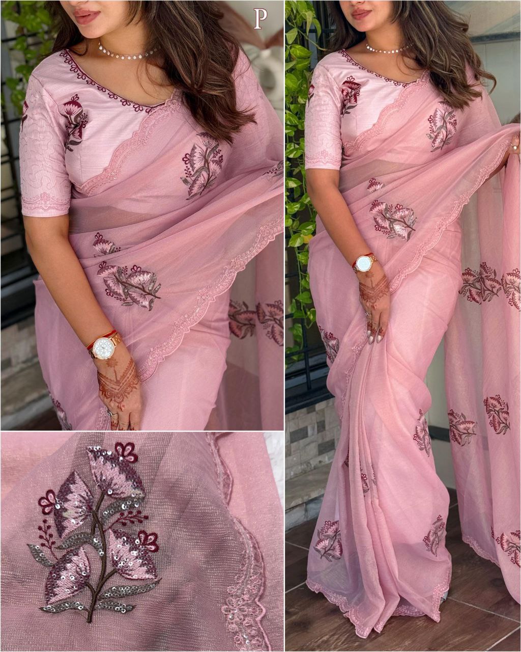 Organza Embroidery Saree