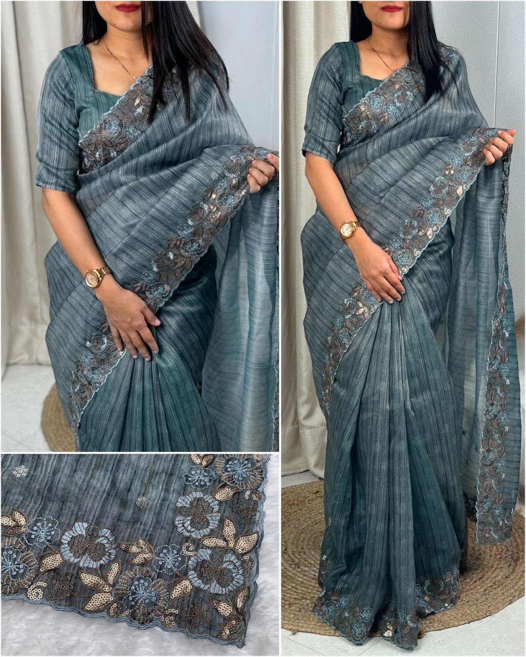 Cotton silk with lurex zari saree