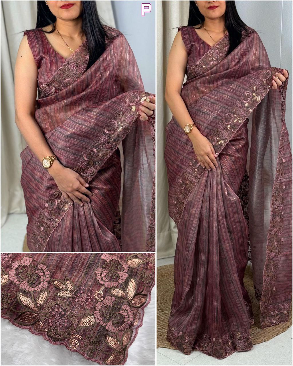 cotton silk with lurex zari saree