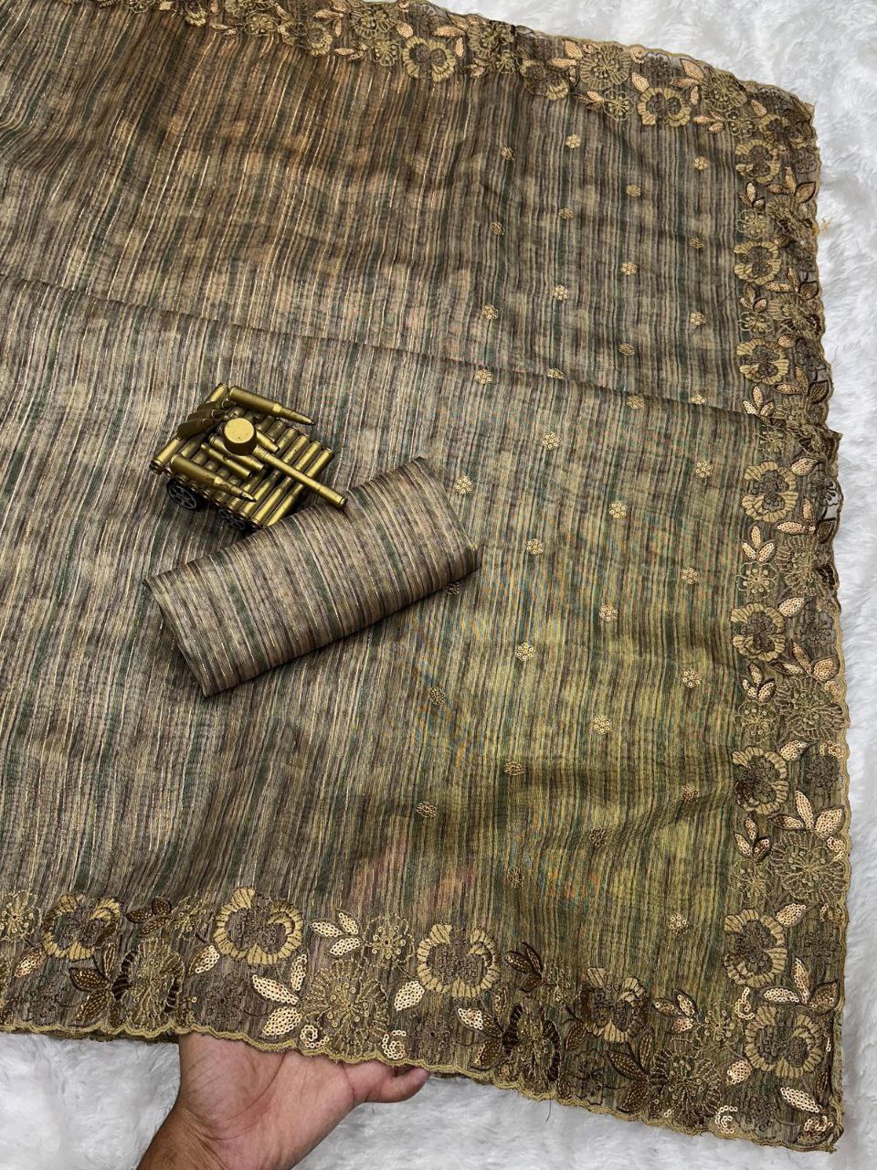 cotton silk with lurex zari saree