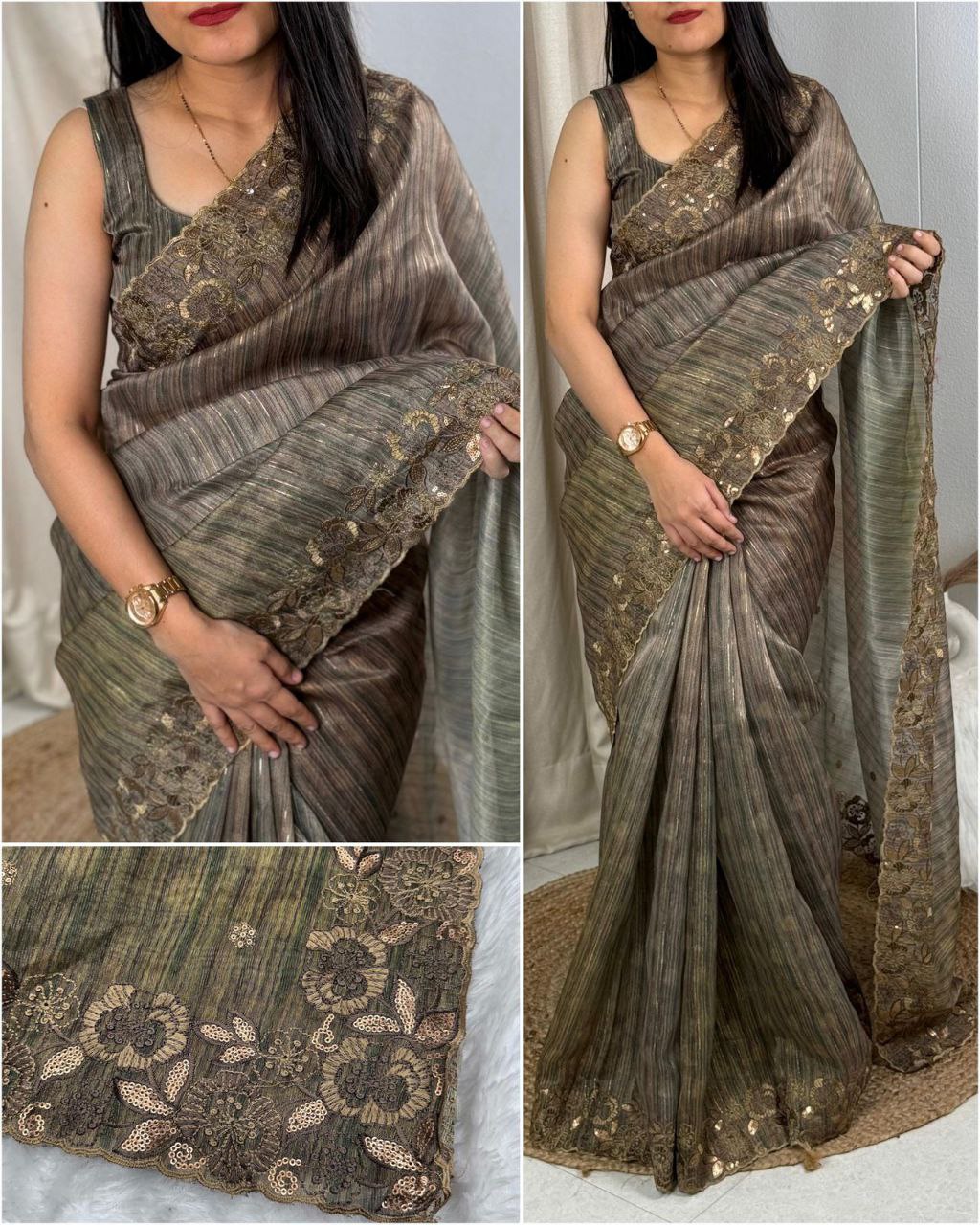 cotton silk with lurex zari saree