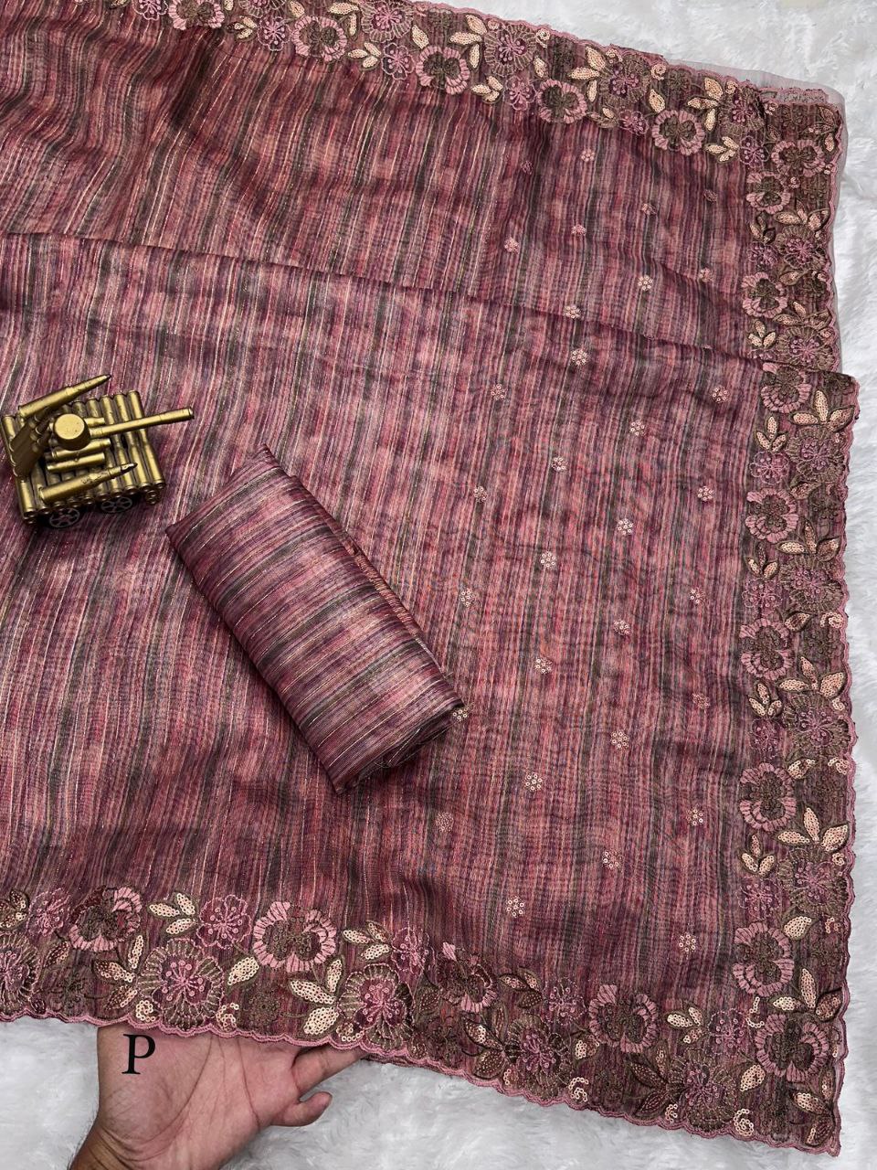 cotton silk with lurex zari saree