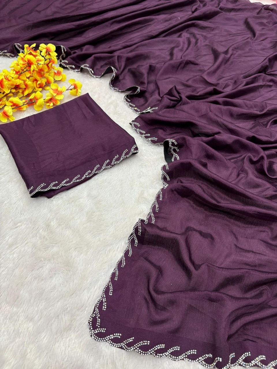 Premium Chinon Silk Saree