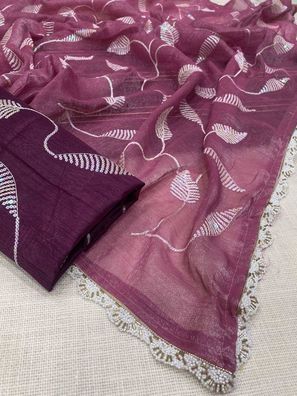 Elegant Simery crunchy fabric saree