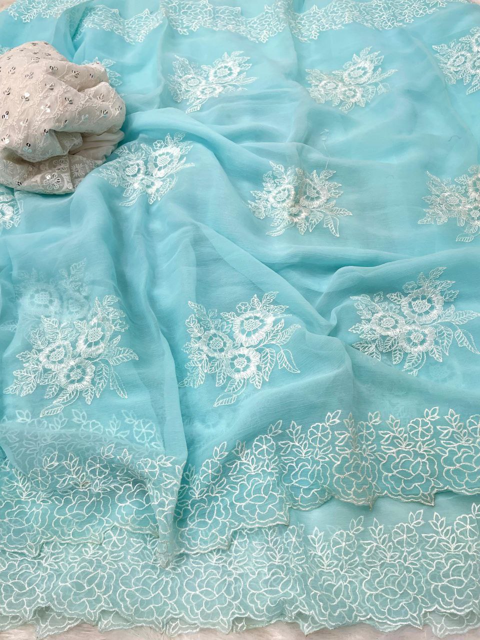 Pure soft shimmer silk saree