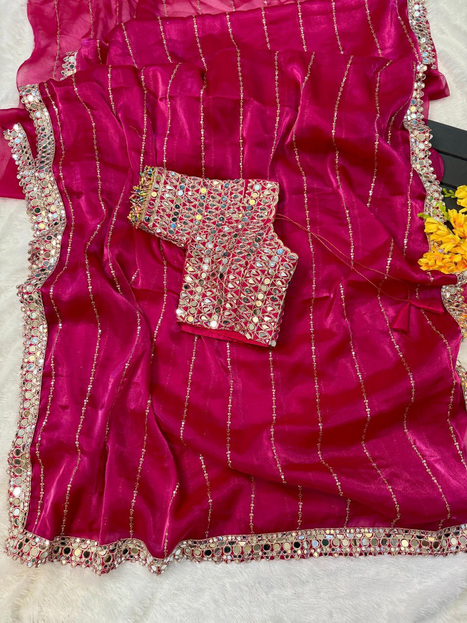 Soft satin Organza saree