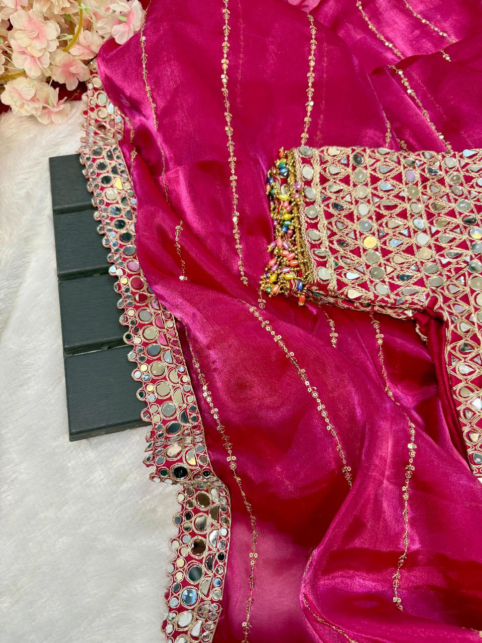 Soft satin Organza saree