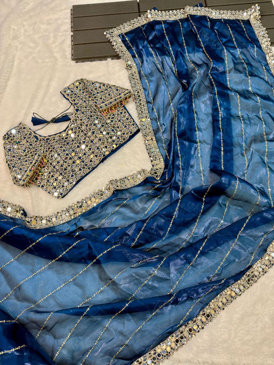 Soft satin Organza saree