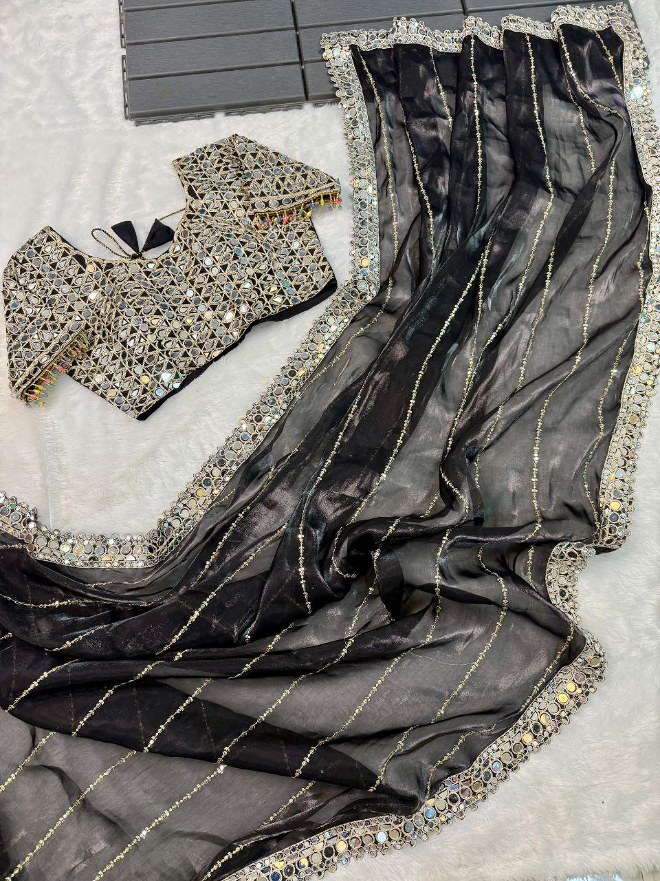 Soft satin Organza saree