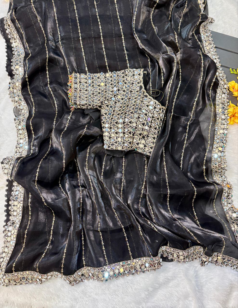 Soft satin Organza saree