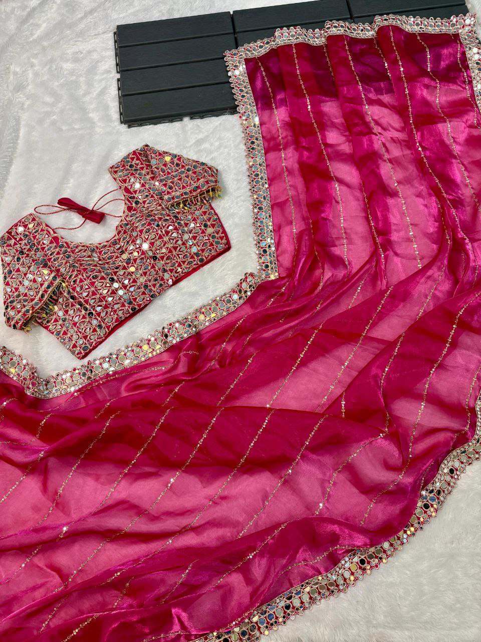 Soft satin Organza saree