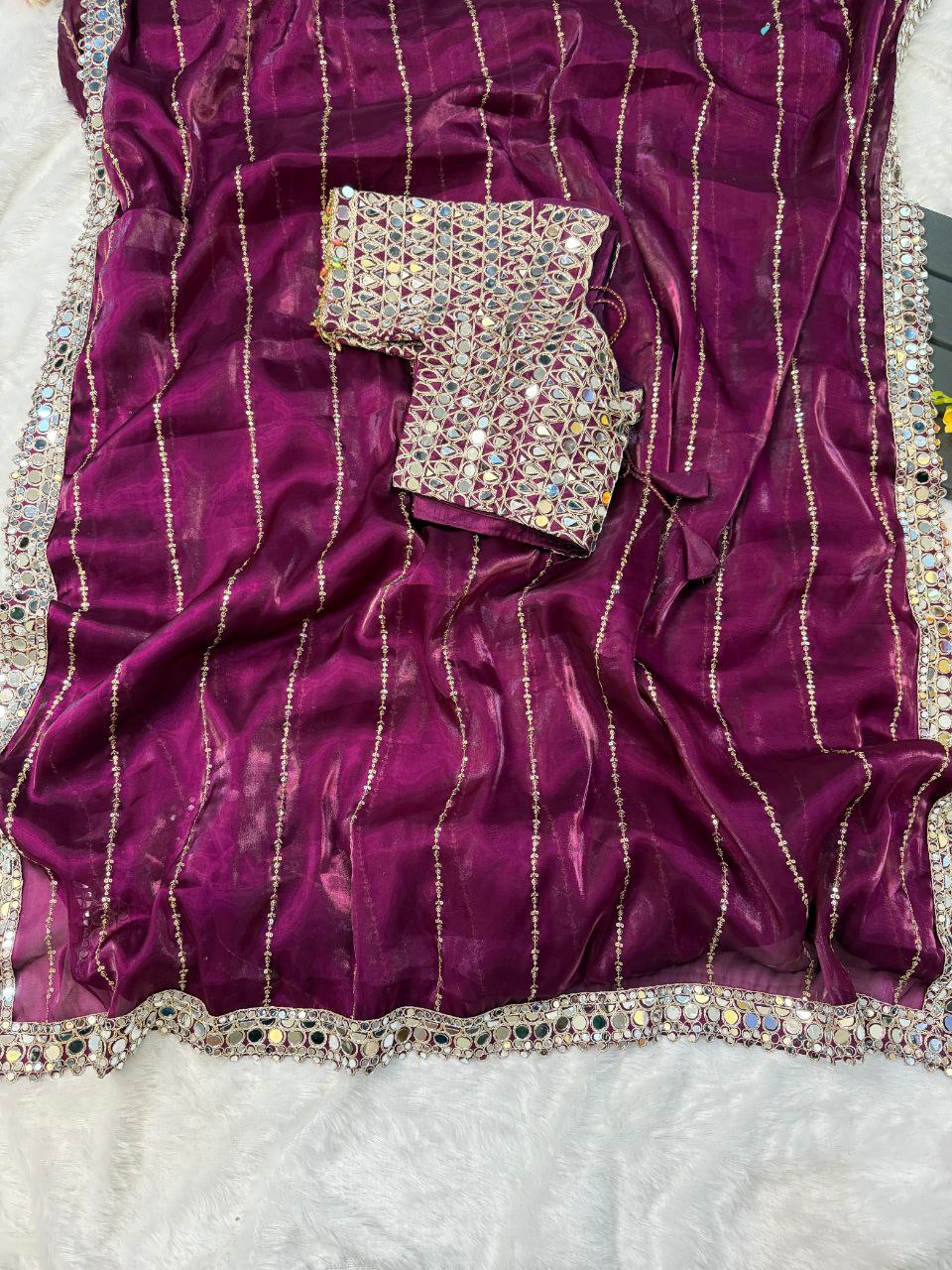 Soft satin Organza saree