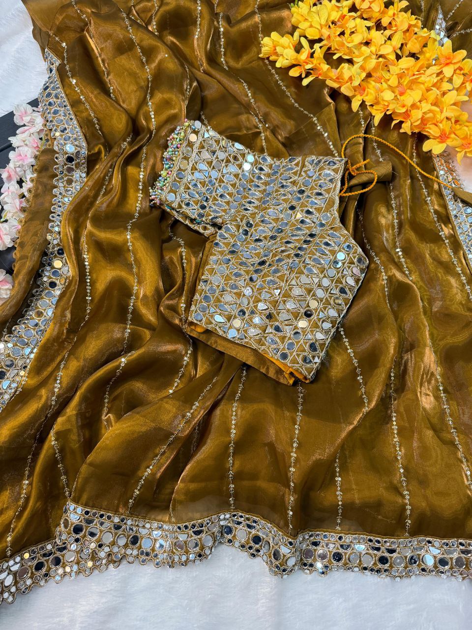 Soft satin Organza saree