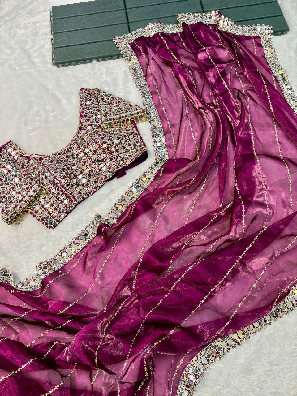 Soft satin Organza saree