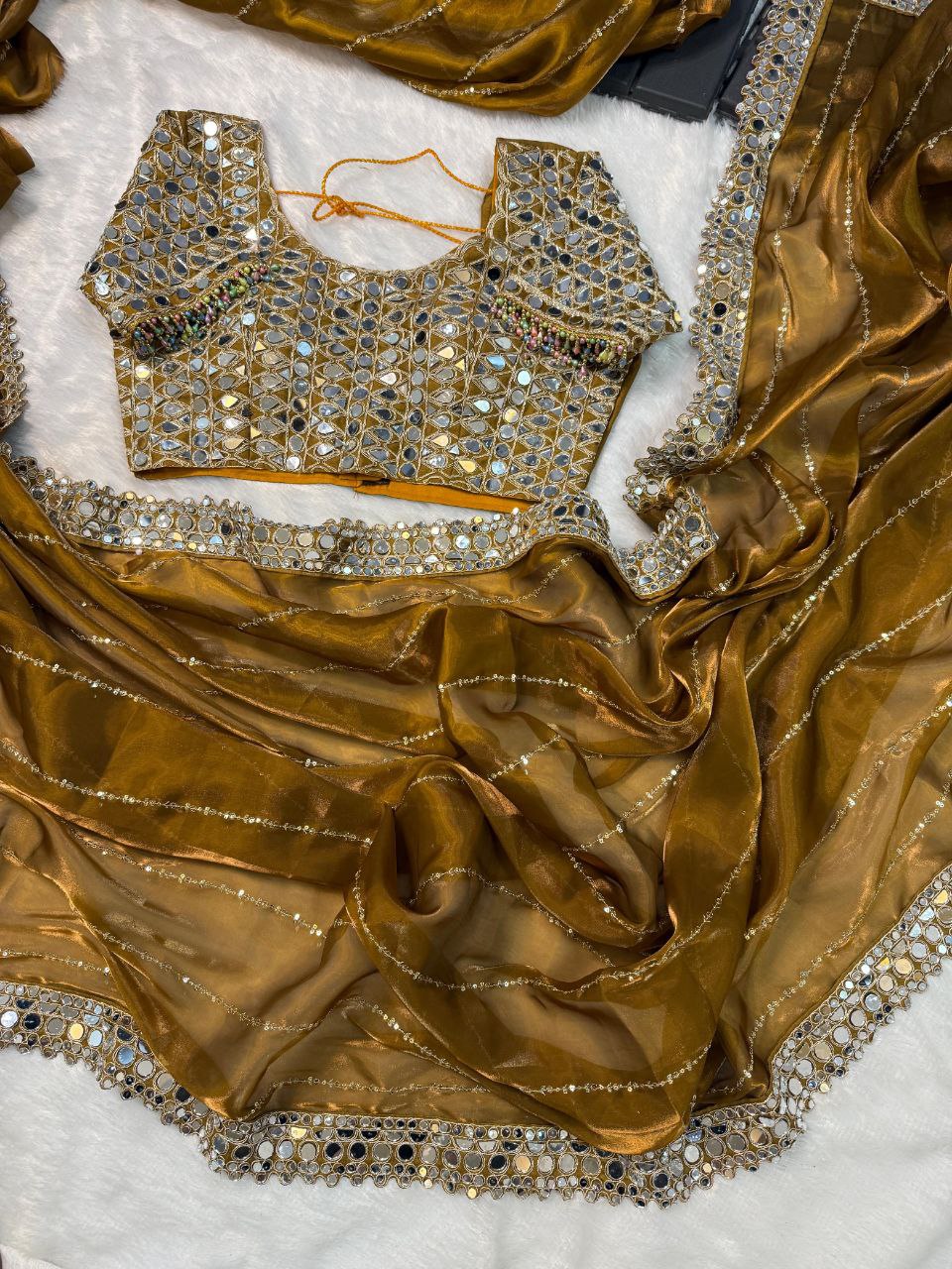 Soft satin Organza saree