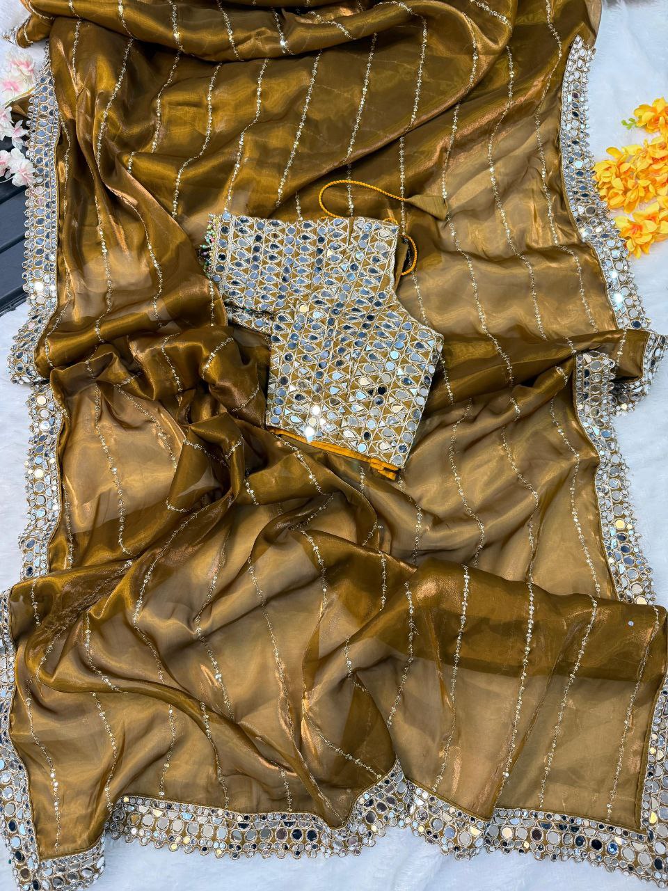 Soft satin Organza saree