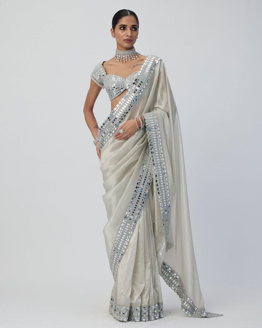 Sift satin Organza saree