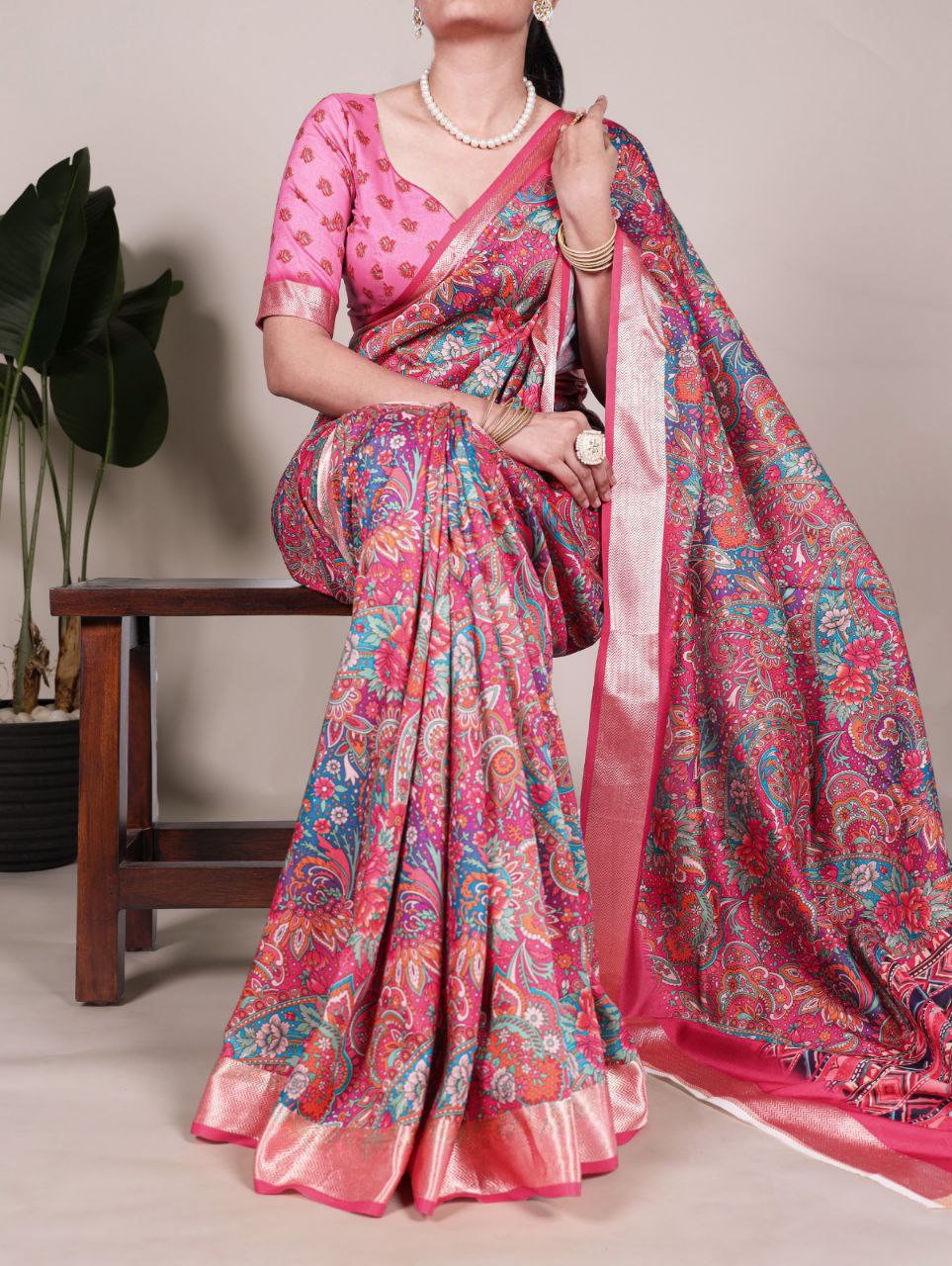 Tussar Silk With Viscose Border Saree