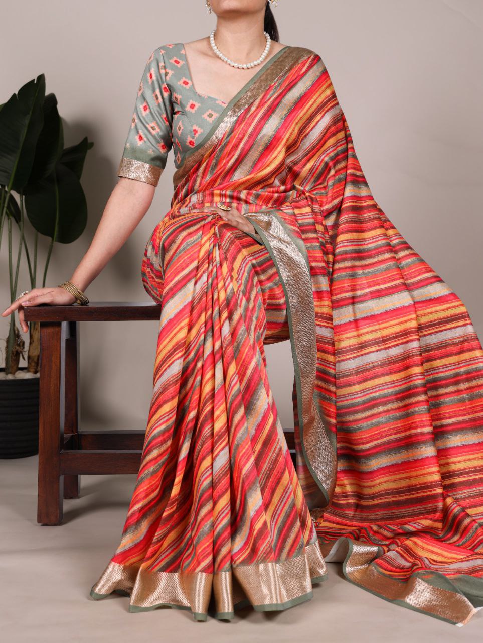 Tussar Silk With Viscose Border Saree