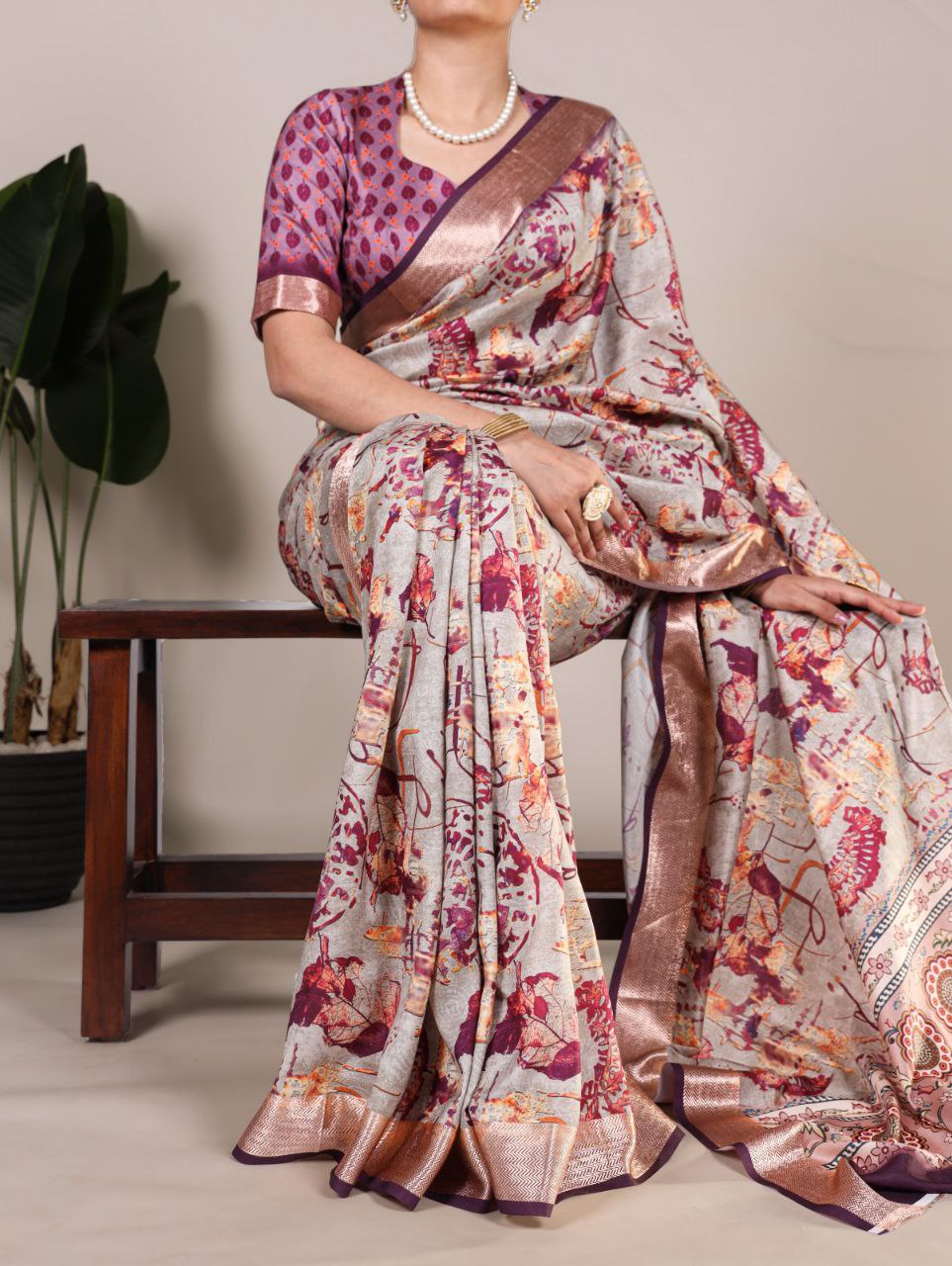 Tussar Silk With Viscose Border Saree