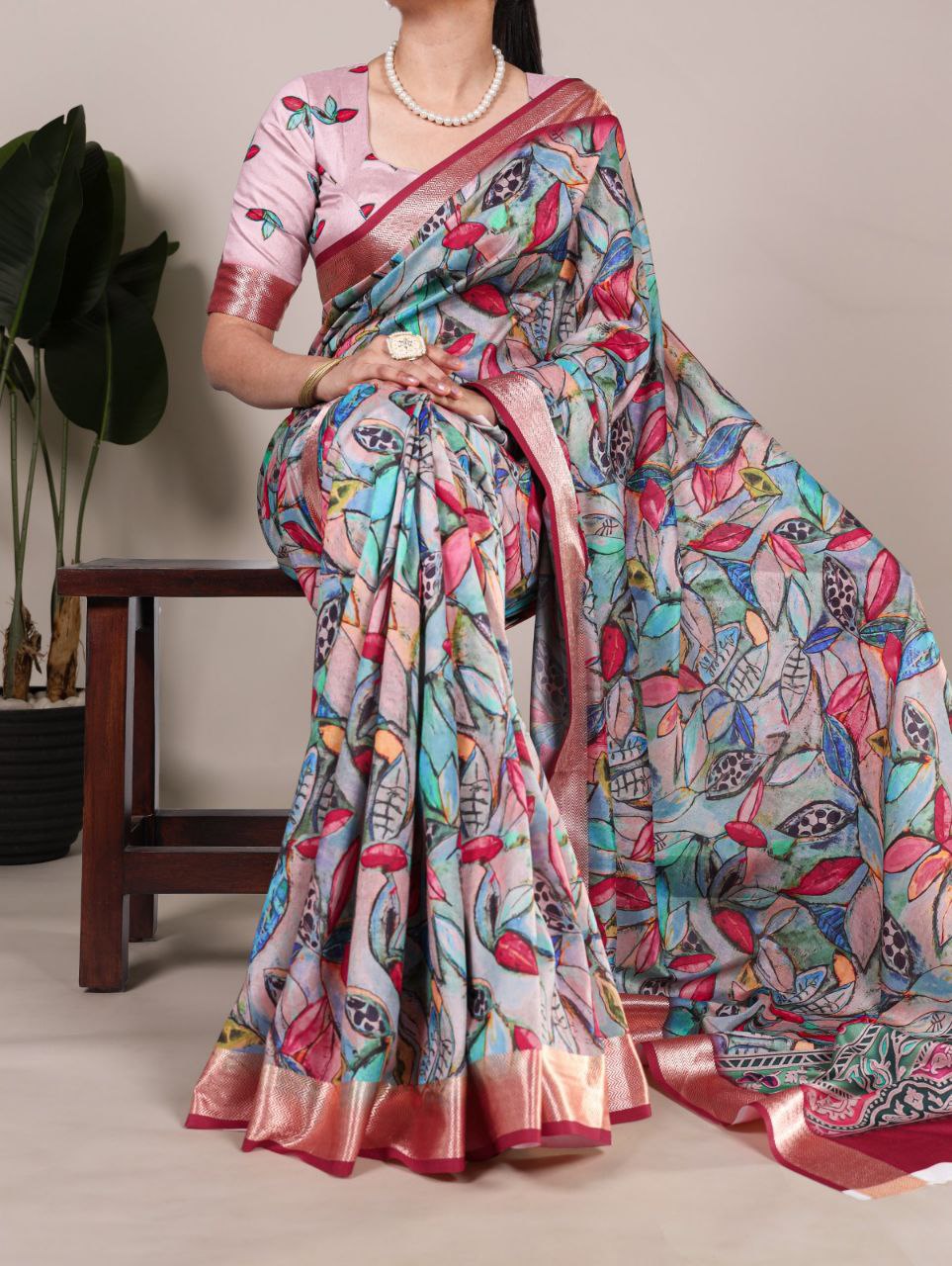 Tussar Silk With Viscose Border Saree