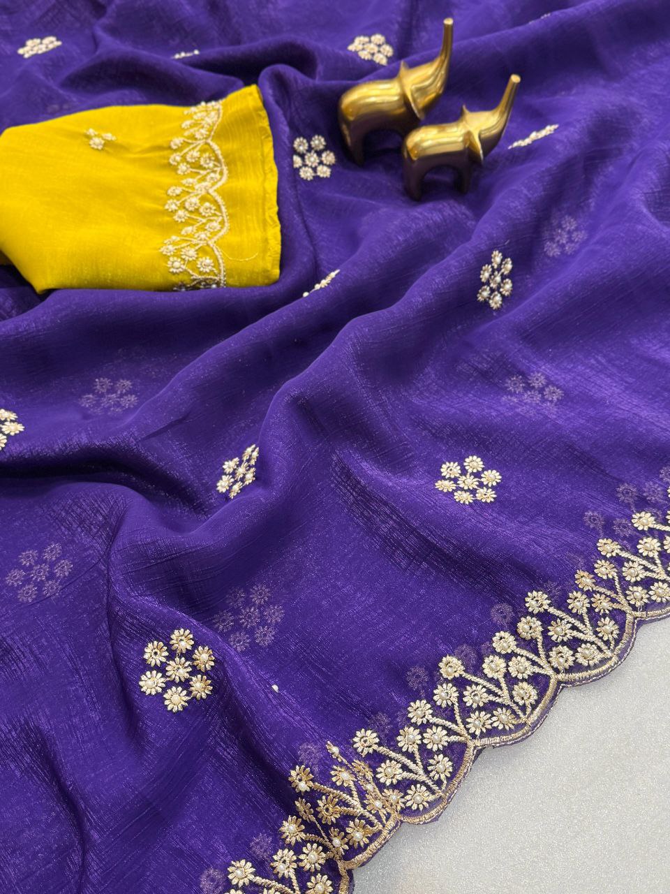 Crunchy chiffon crush silk saree