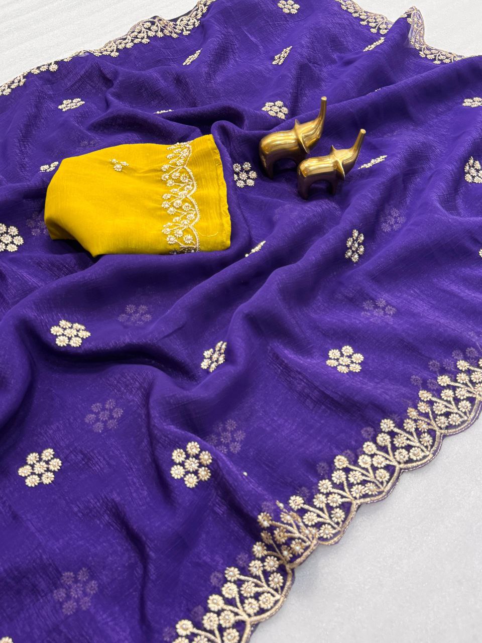 Crunchy chiffon crush silk saree