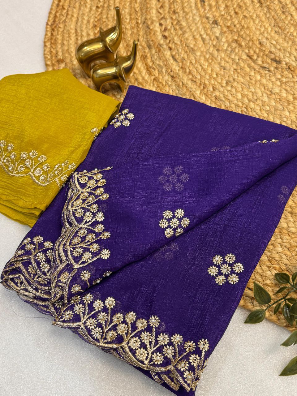 Crunchy chiffon crush silk saree