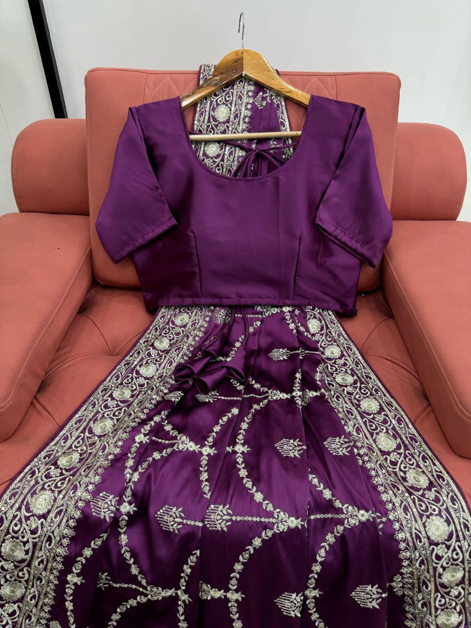 Beautiful Designer Saree on Japan Satin Silk Fabric